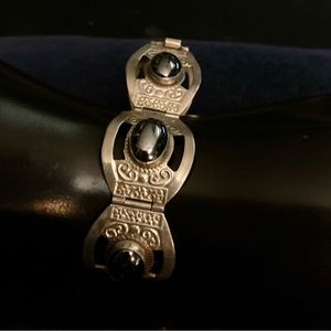 Vtg Silver & Hematite Bracelet